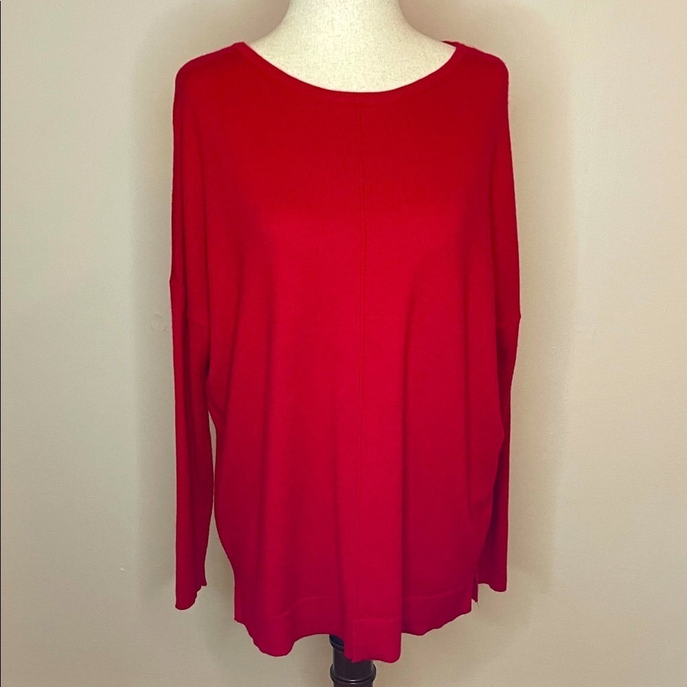 Chico’s Red Cashmere Blend Sweater Relaxed Fit Size 0